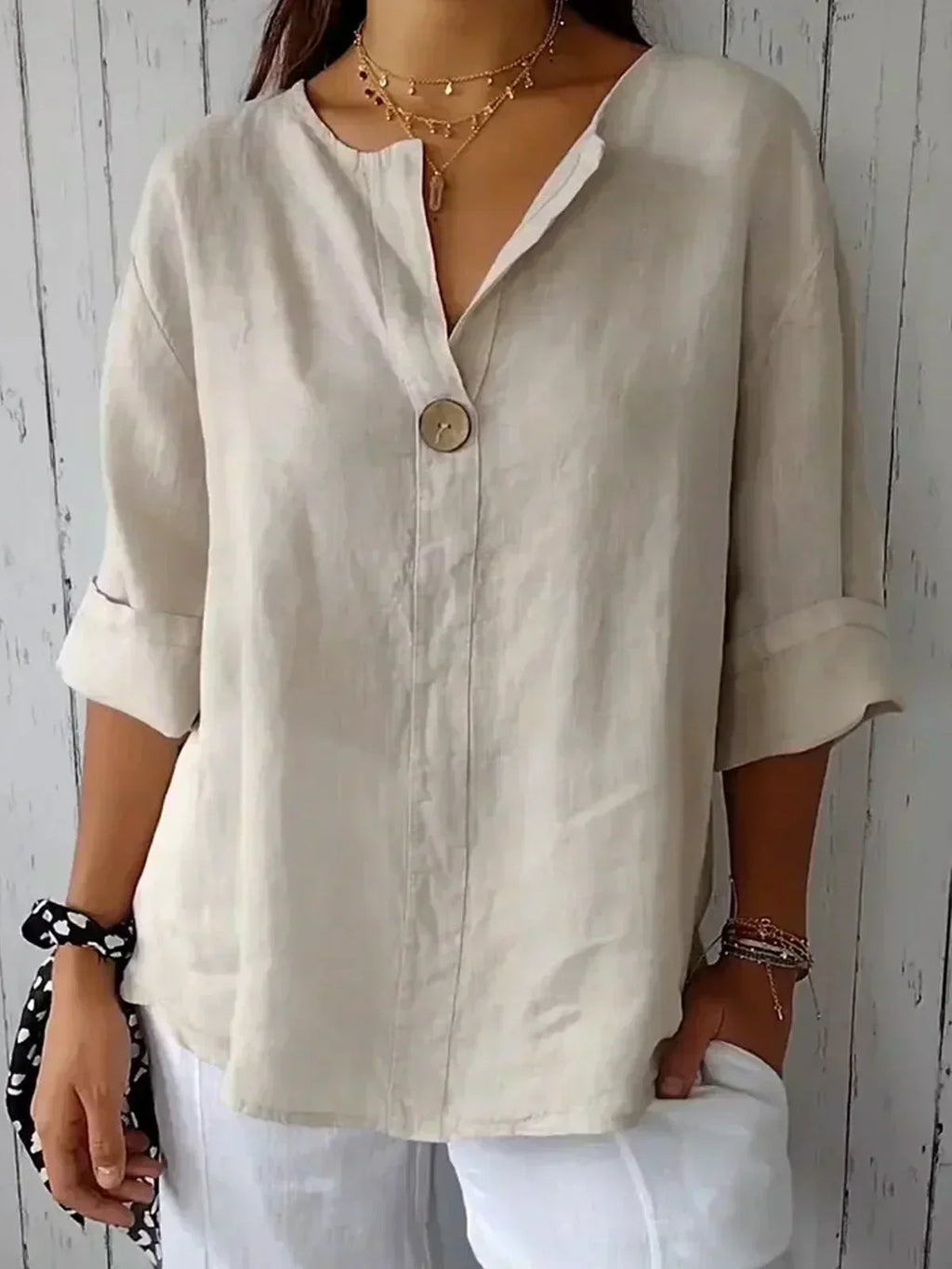 Luna - Blouse décontractée à col en V
