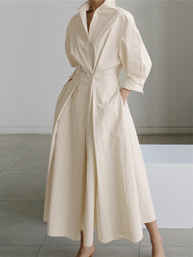 Brynn - Robe Évasée A-Line avec Col Polo Chic