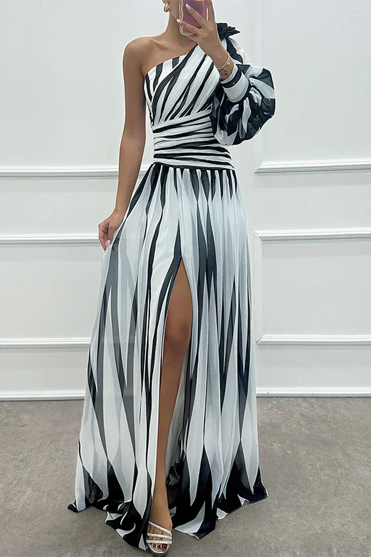Hazel™ | Robe Maxi Rayée Élégante à Épaule Dénudée