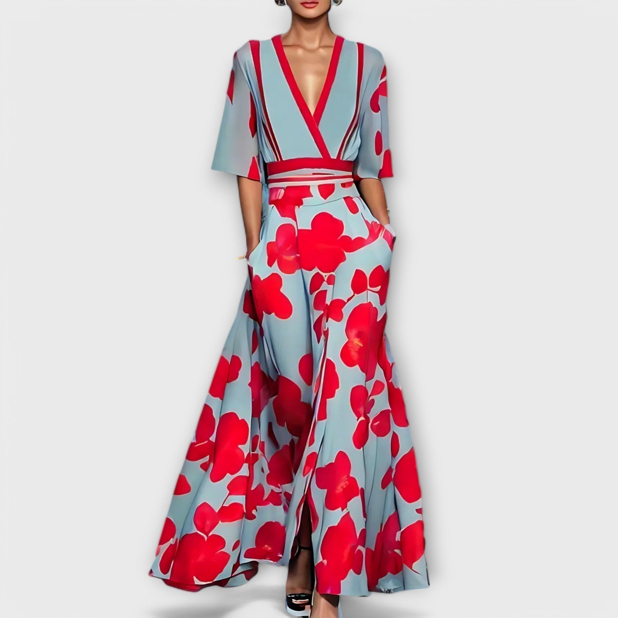 Elise - Robe portefeuille florale élégante
