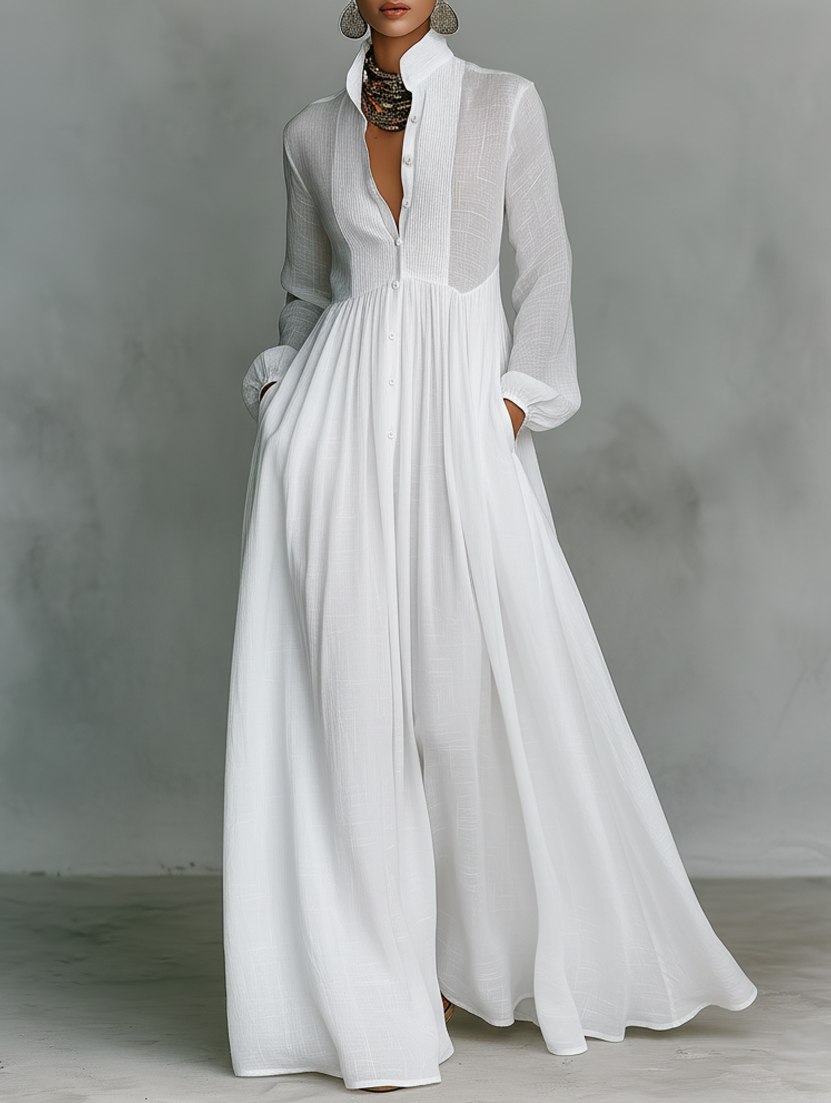 Serena | Robe Maxi à Bouton Fluide