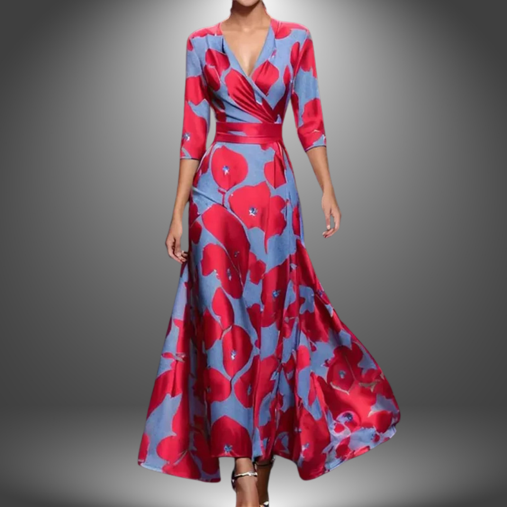 Zora - Robe Maxi Boho avec Décolleté en V et Manches Courtes Flatteuse
