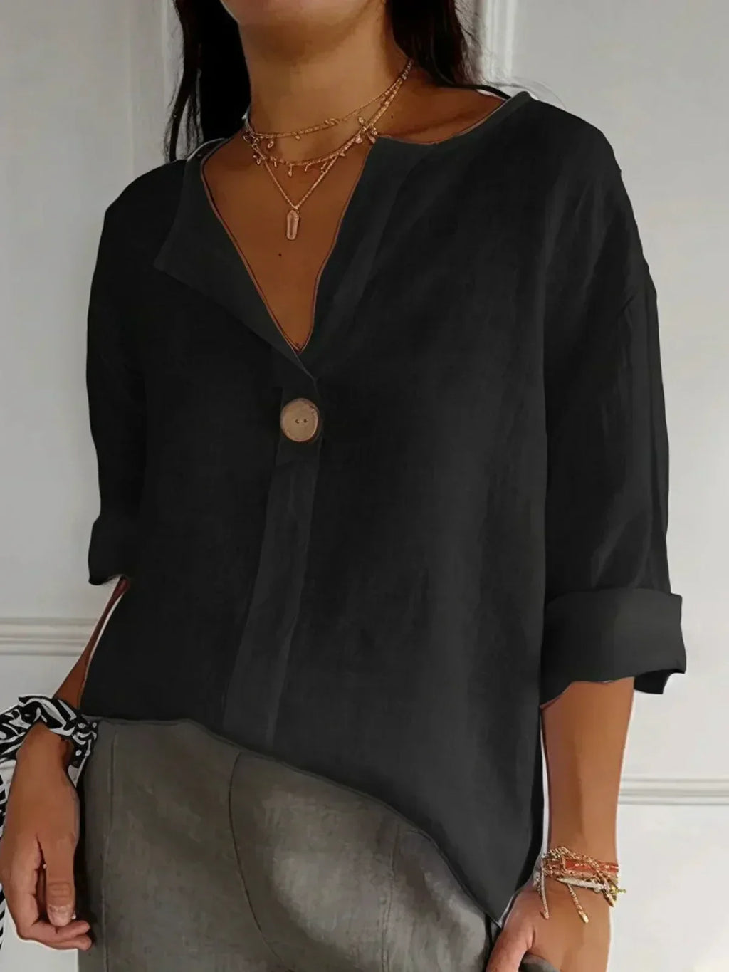 Luna - Blouse décontractée à col en V