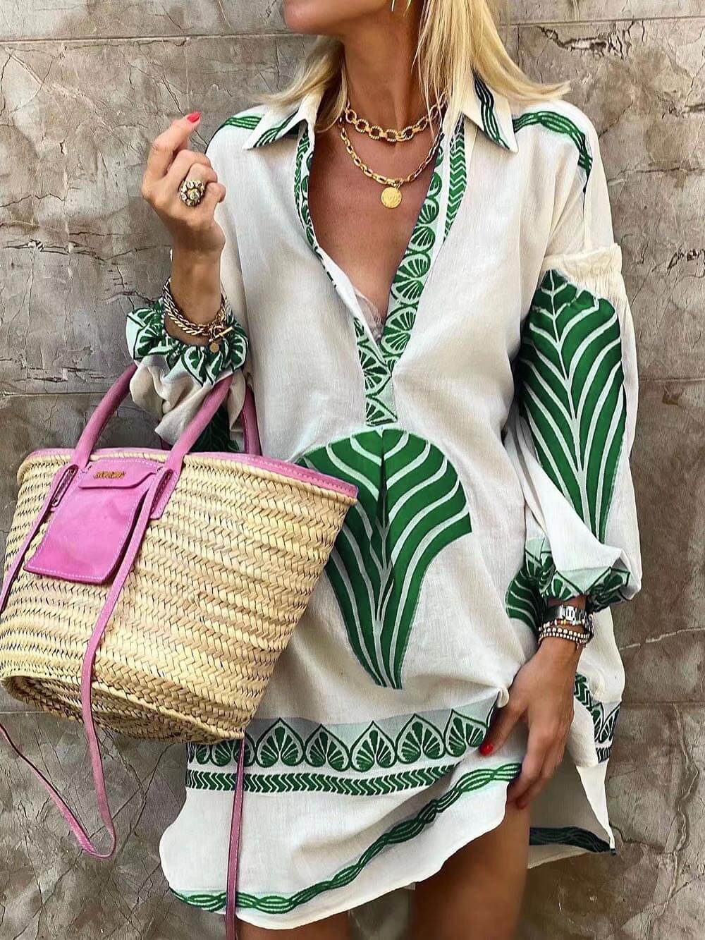 Kristine - Robe Mini de Vacances à Imprimé Unique et Simple