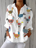 Blouse Lilia™ avec Imprimé Amusant de Poule