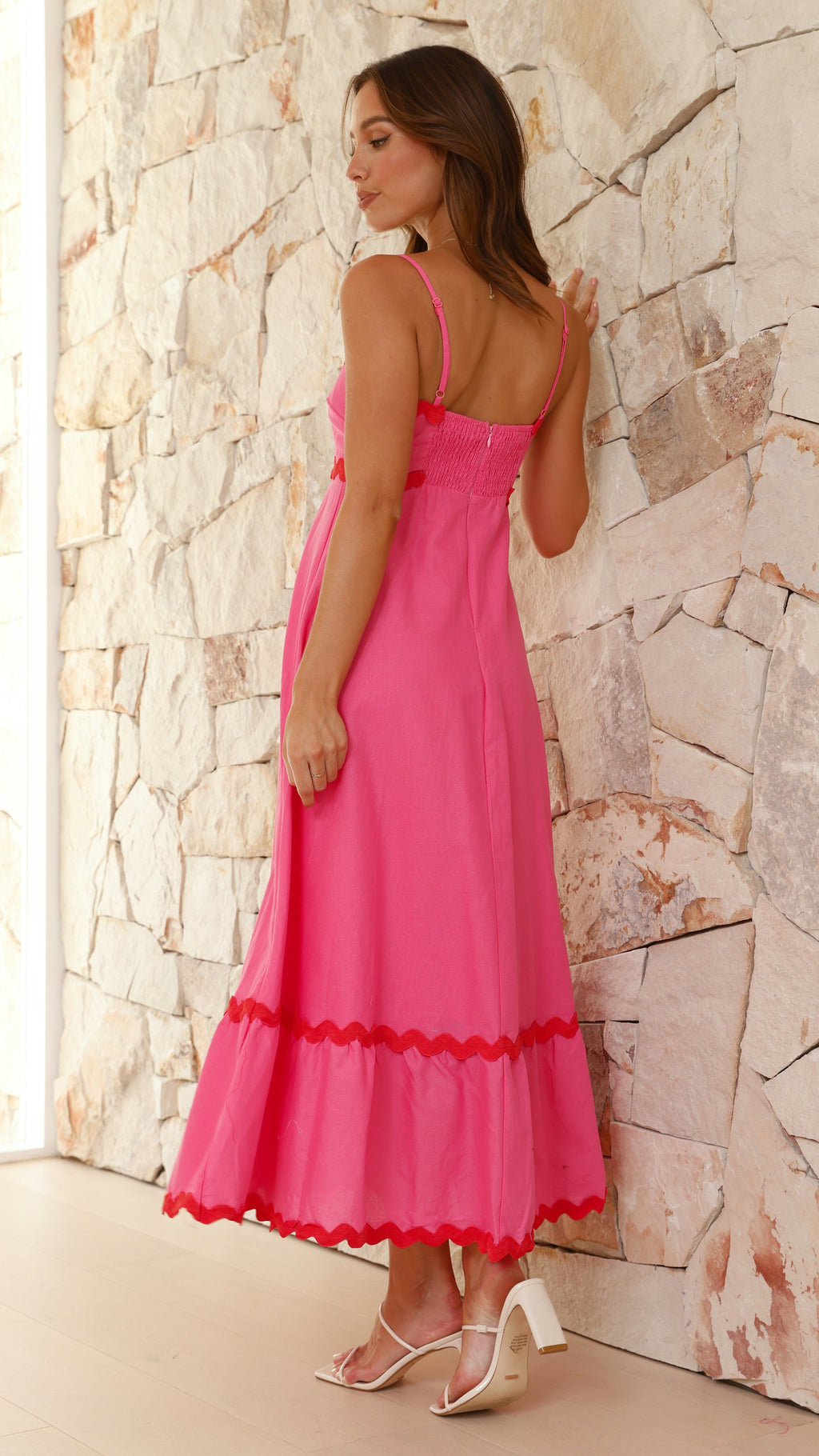 Robe Midi Brodey - Rose / Rouge