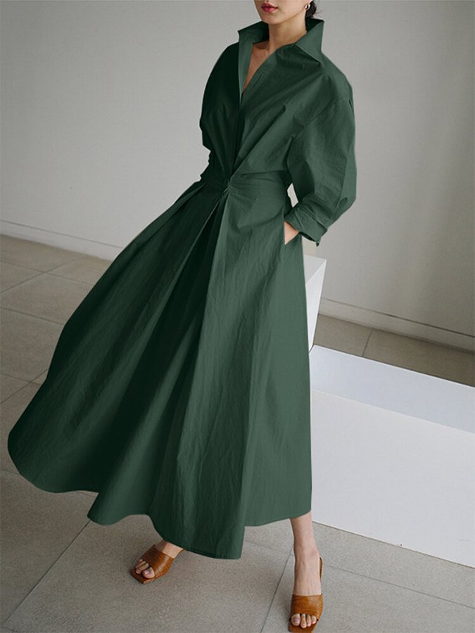 Brynn - Robe Évasée A-Line avec Col Polo Chic