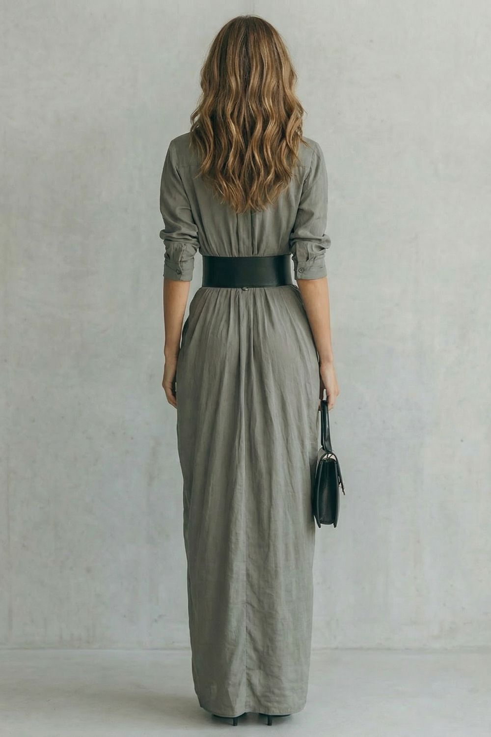 Solenzia | Robe Maxi Drapée Boutonnée