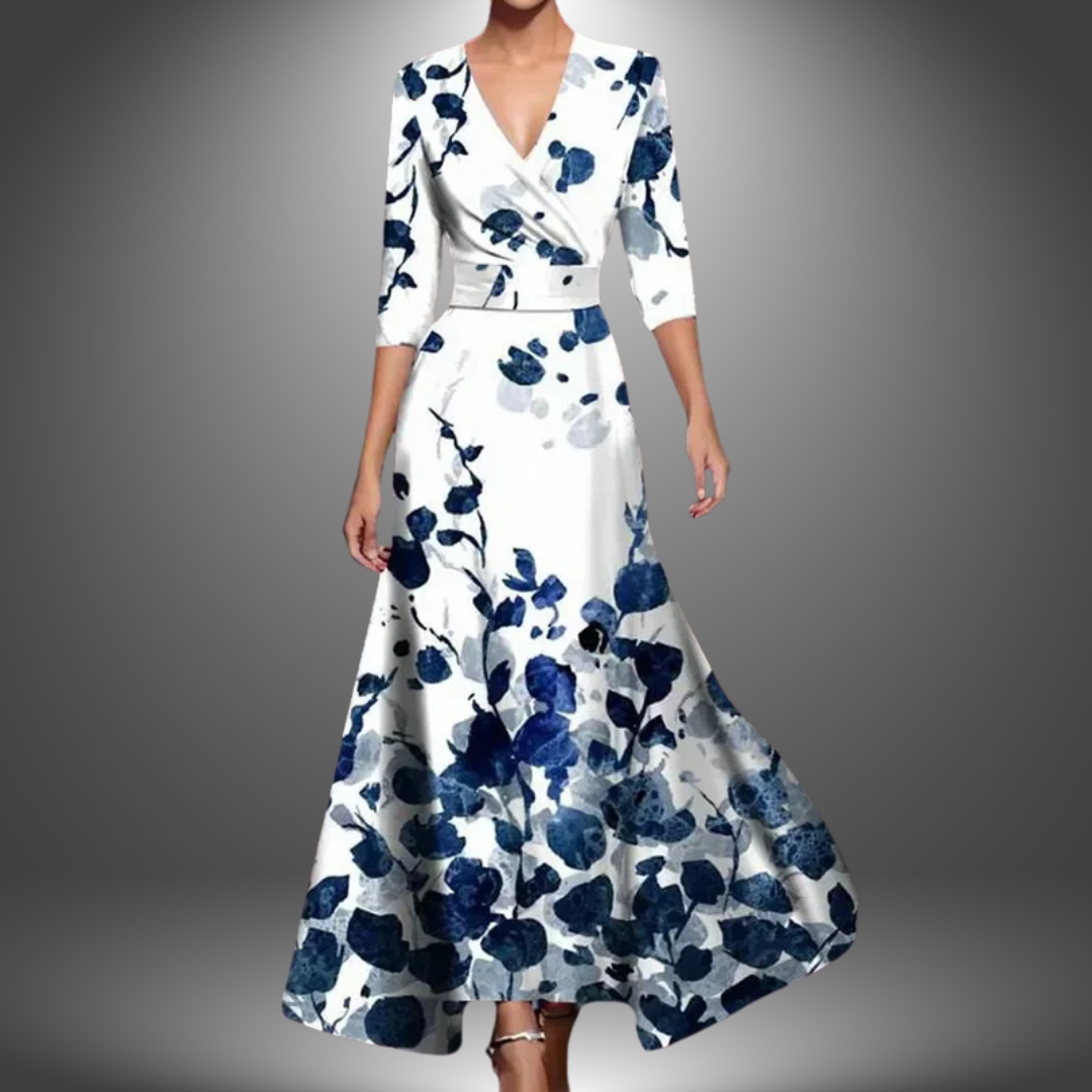 Zora - Robe Maxi Boho avec Décolleté en V et Manches Courtes Flatteuse
