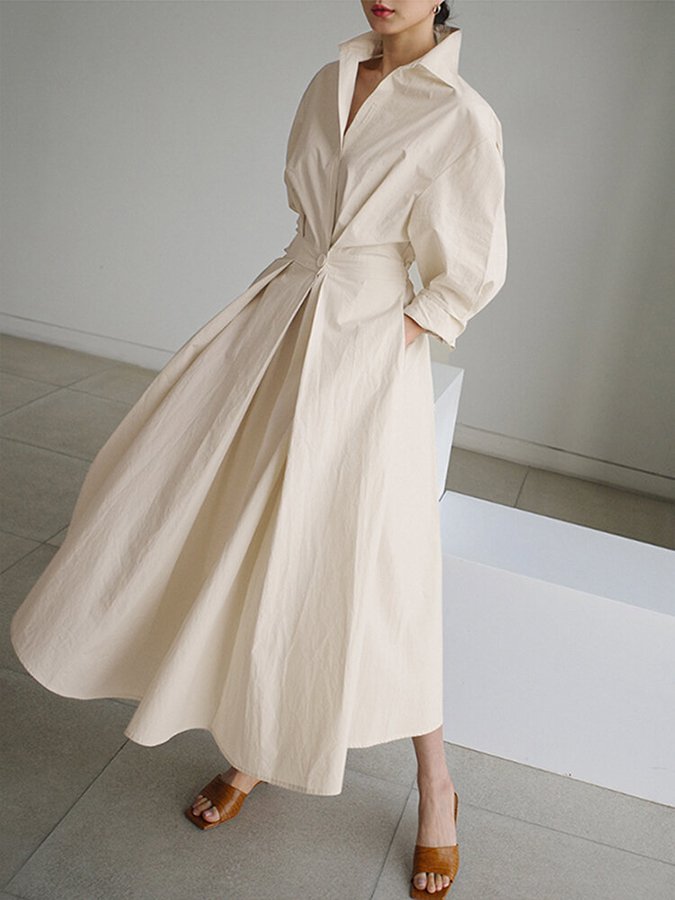 Brynn - Robe Évasée A-Line avec Col Polo Chic