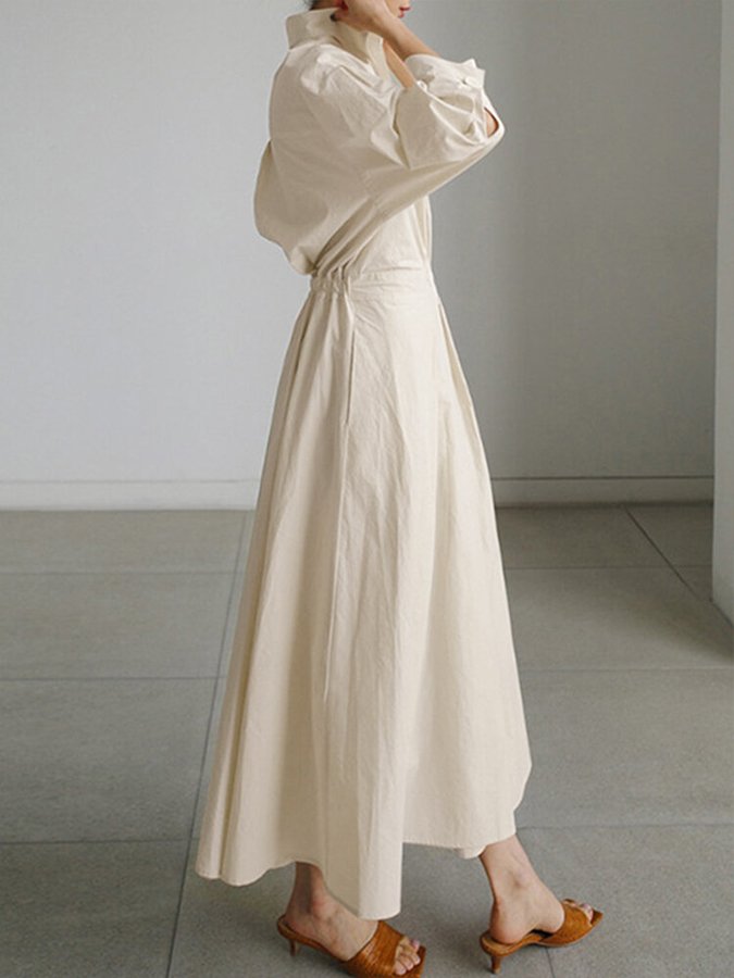 Brynn - Robe Évasée A-Line avec Col Polo Chic