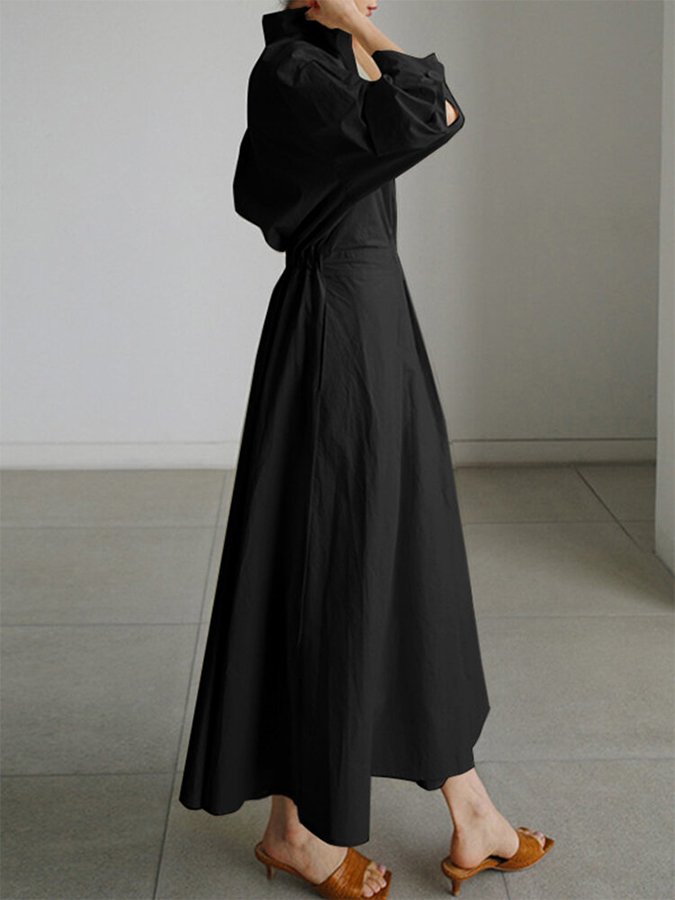Brynn - Robe Évasée A-Line avec Col Polo Chic