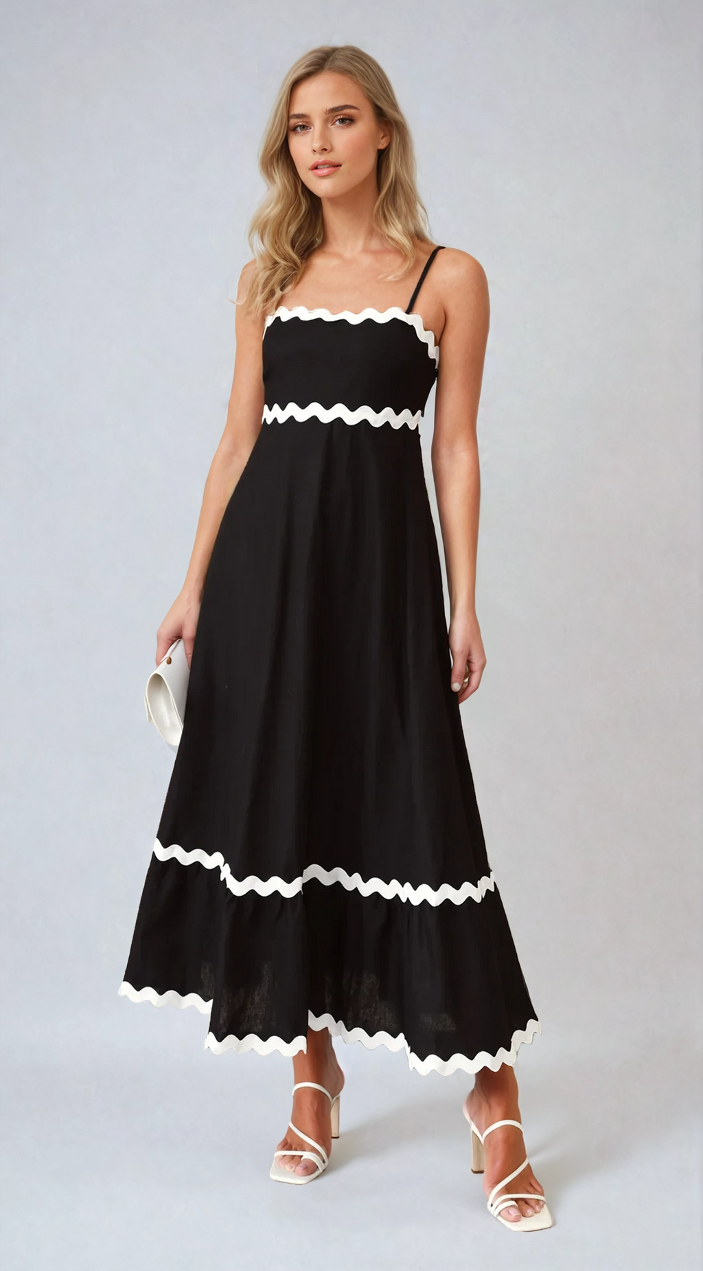 Robe Midi Brodey - Noir / Blanc