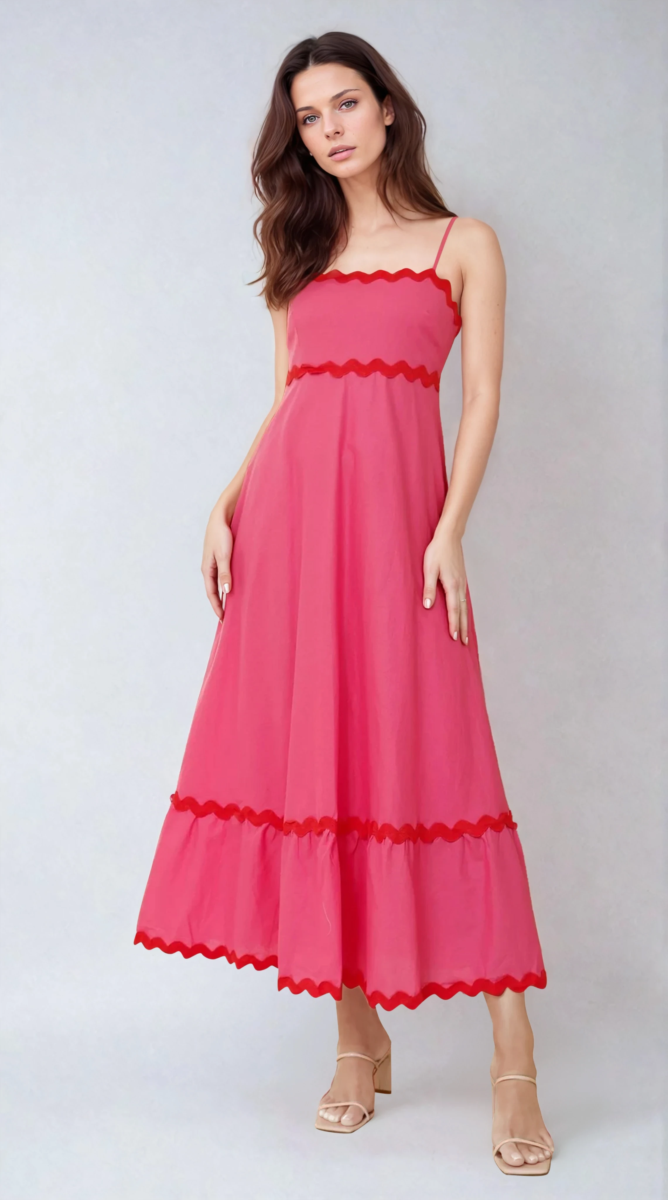 Robe Midi Brodey - Rose / Rouge