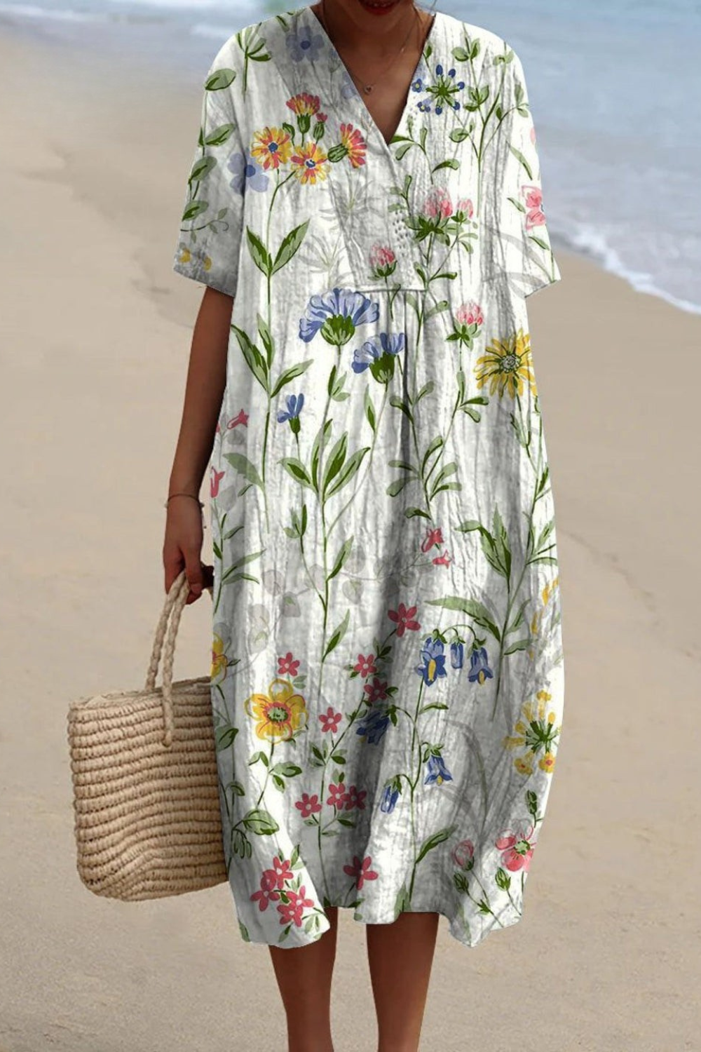 Robe Flottante Vintage Florale pour Femmes