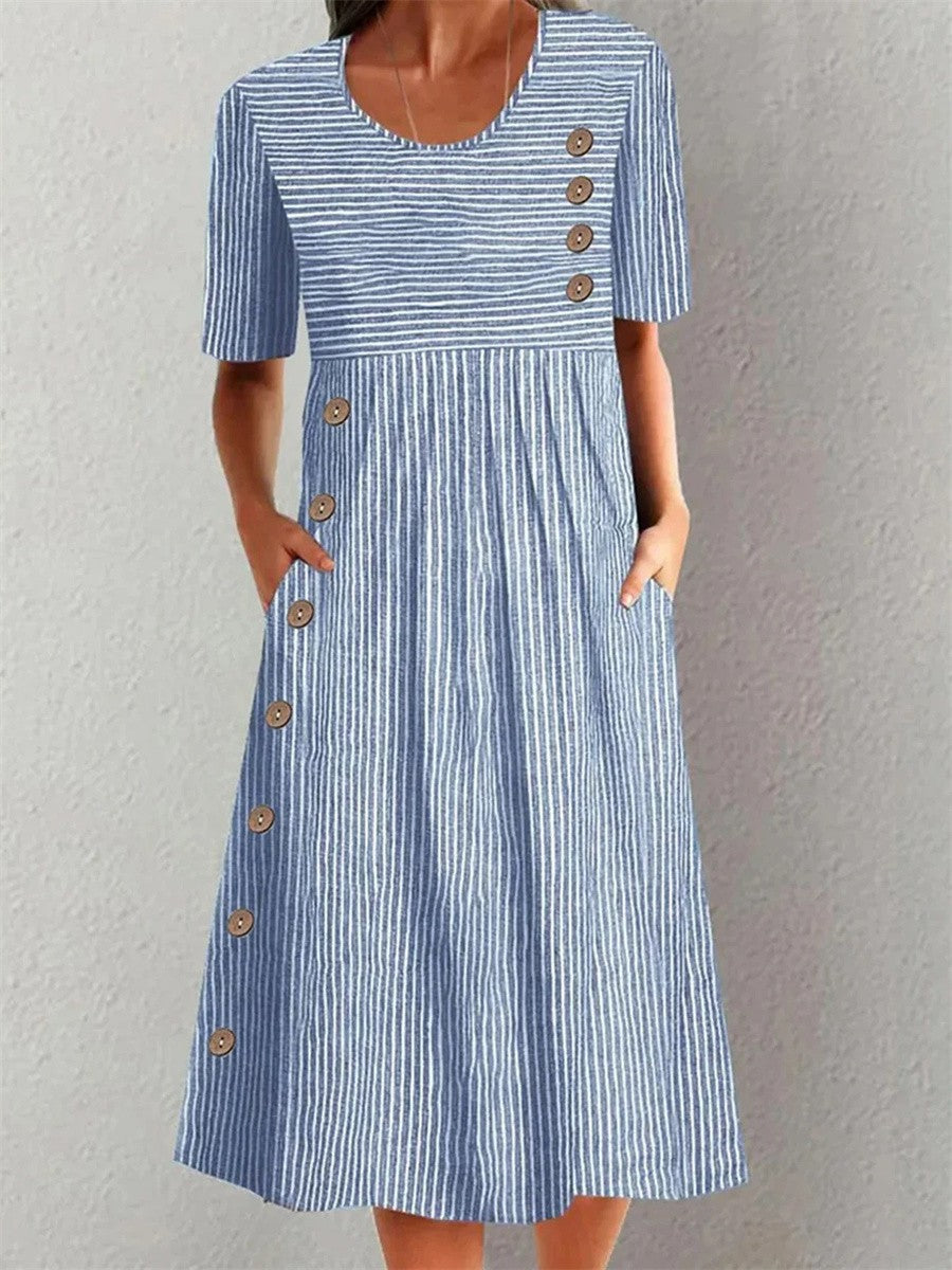 CORA | ROBE MIDI RAYÉE AVEC ÉLÉGANCE RELAXÉE