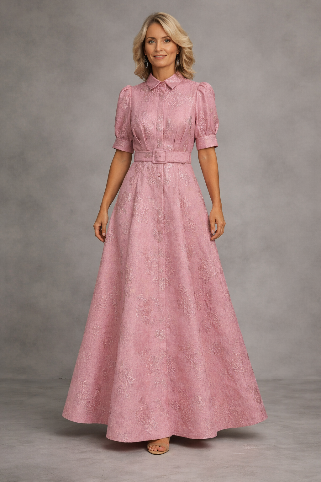 Rose | Robe Maxi Imprimée avec Ceinture