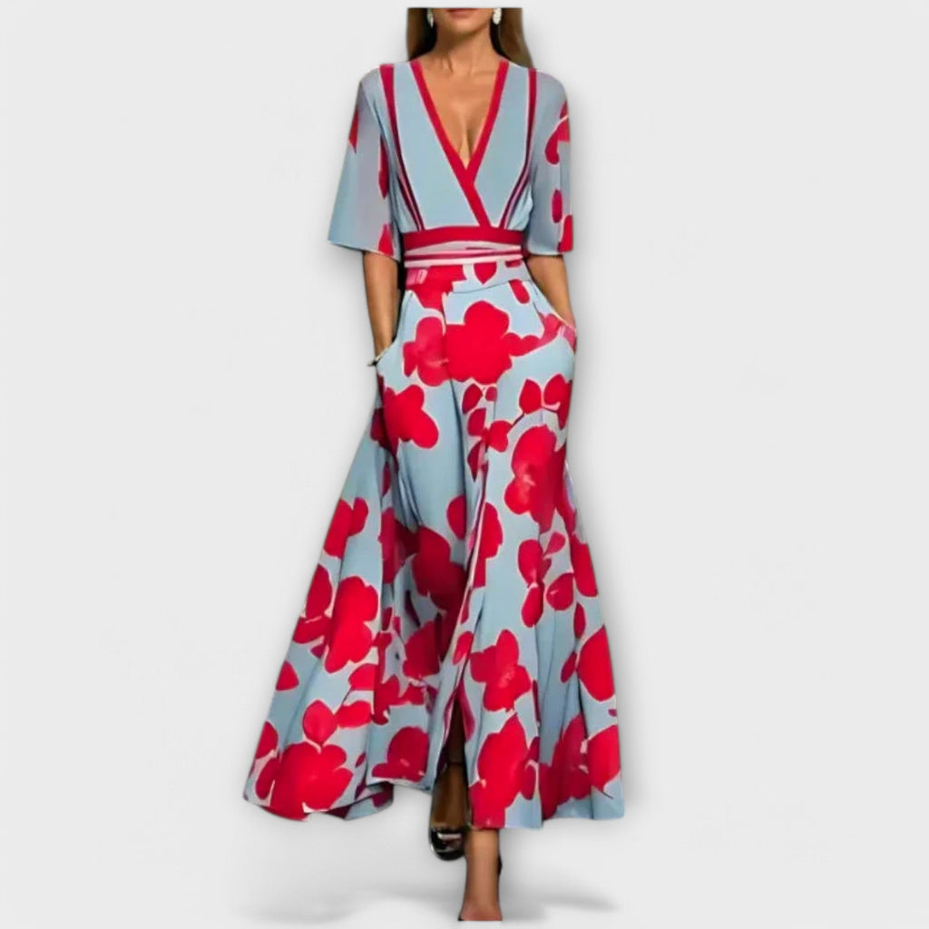 Elise - Robe portefeuille florale élégante