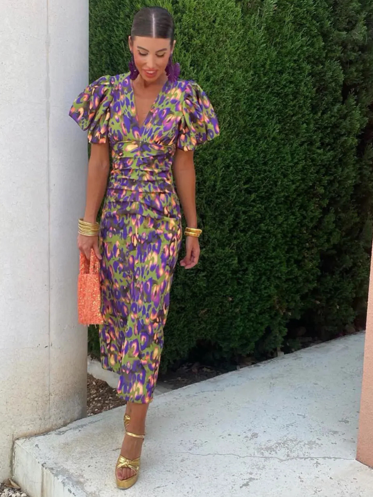 Amelia™ | Robe midi plissée éclatante