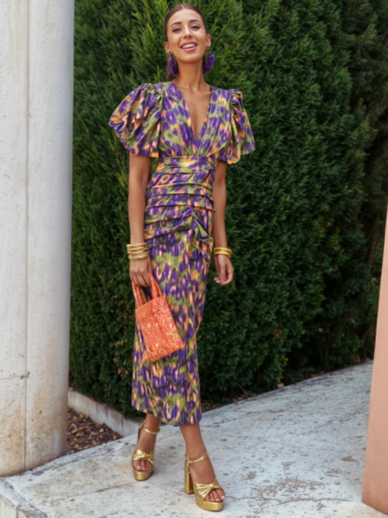 Amelia™ | Robe midi plissée éclatante
