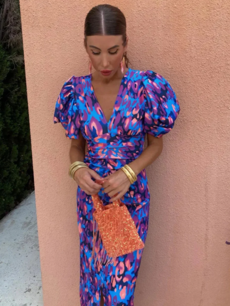 Amelia™ | Robe midi plissée éclatante