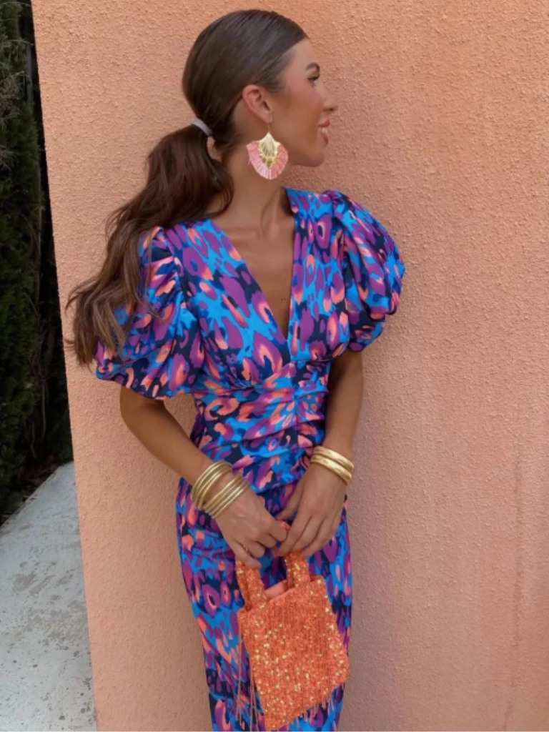 Amelia™ | Robe midi plissée éclatante