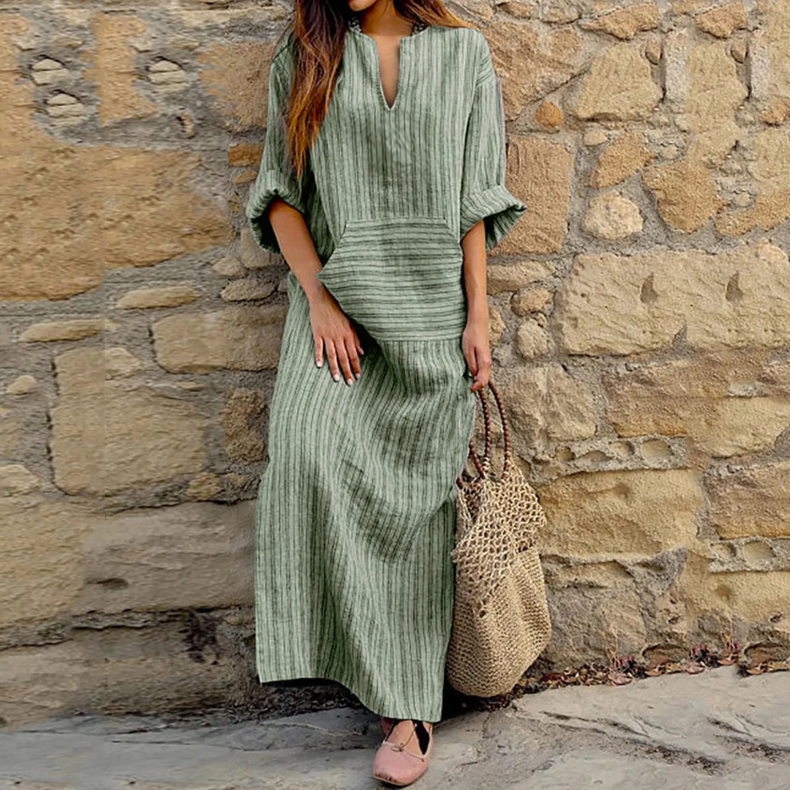 Yvonne - Robe Maxi Rayée