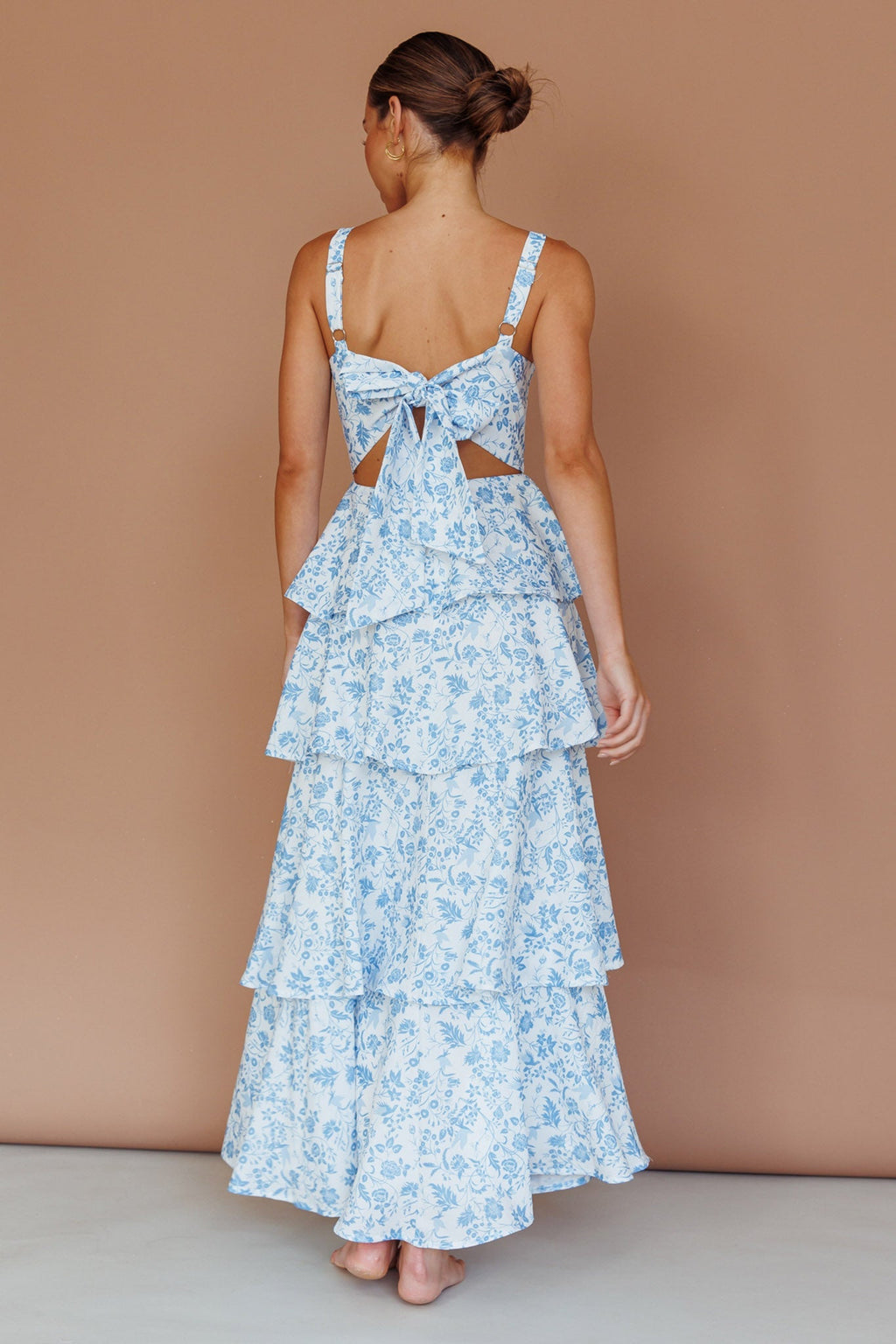 Robe Midi À Volants Provence Bloom Fleurie Bleue