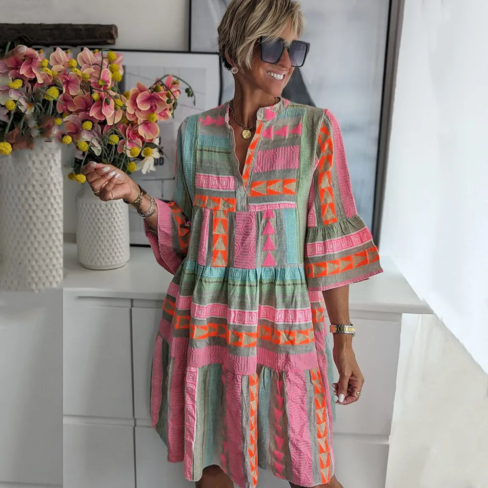 Lucy | Robe Midi Fluide à Motifs