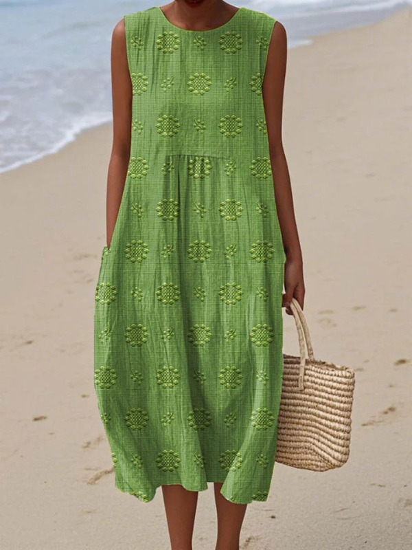 Robe Midi Brodée Rose