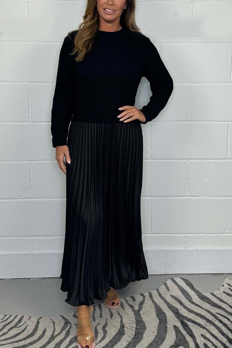 Claudia - Robe maxi avec pull et jupe plissée