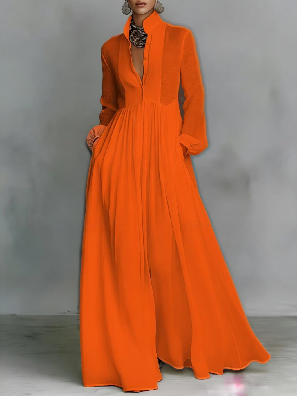 Serena | Robe Maxi à Boutons Fluide
