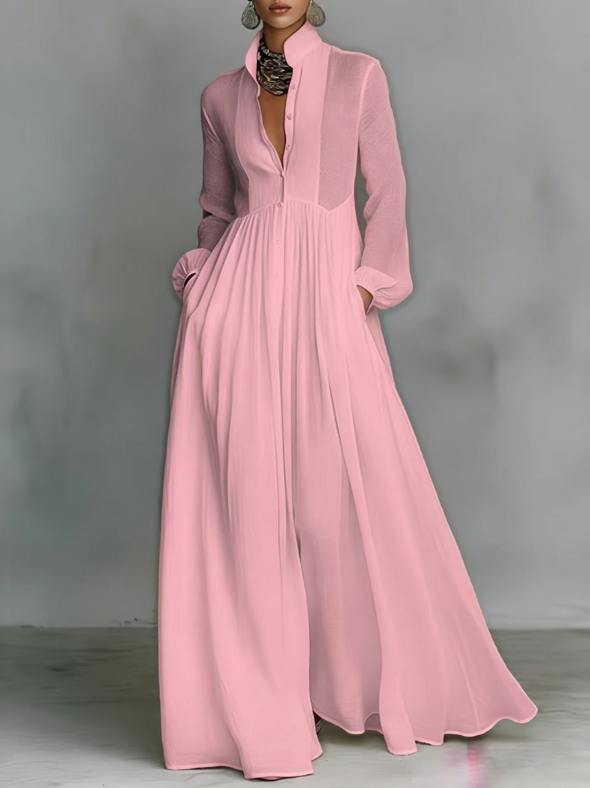 Serena | Robe Maxi à Boutons Fluide