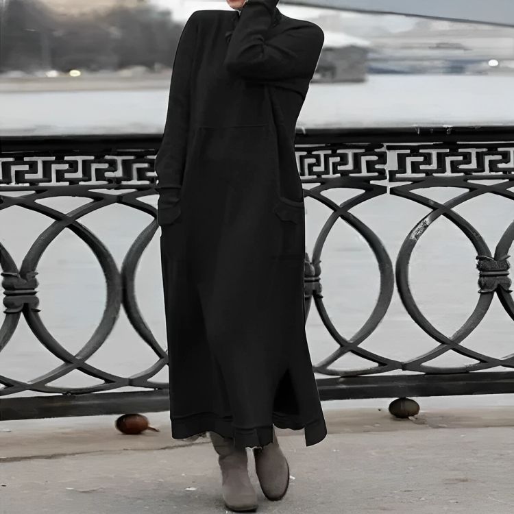 Robe Maxi Tricotée Mara – Robe d'Hiver Oversize à Manches Longues Confortable