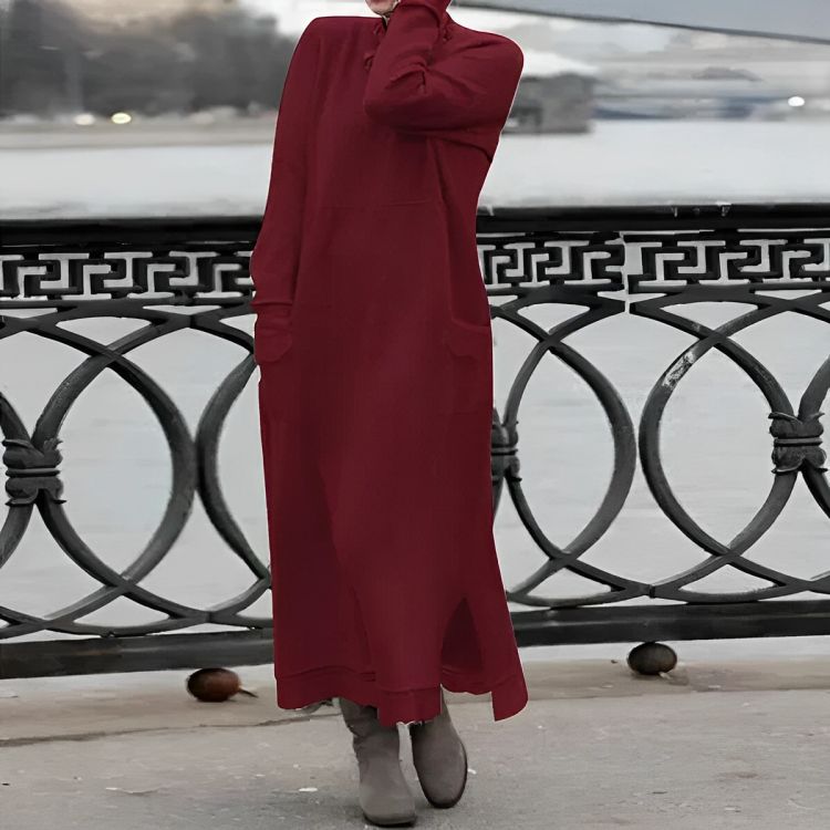Robe Maxi Tricotée Mara – Robe d'Hiver Oversize à Manches Longues Confortable