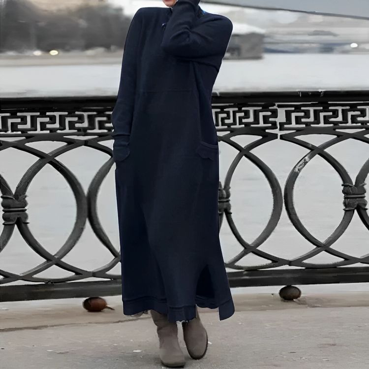 Robe Maxi Tricotée Mara – Robe d'Hiver Oversize à Manches Longues Confortable