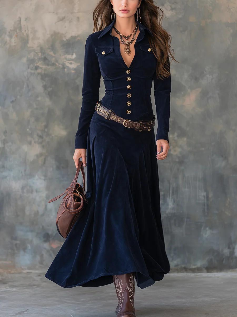 Milana | Robe Longue en Suède avec Fente