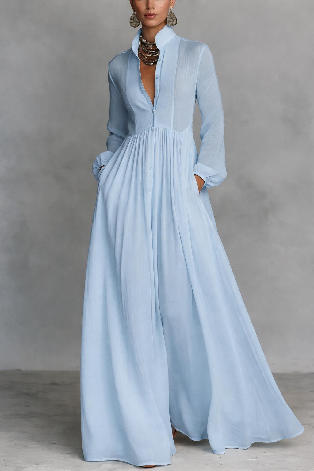 Serena | Robe Maxi à Bouton Fluide