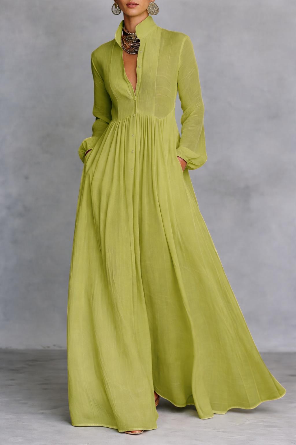 Serena | Robe Maxi à Bouton Fluide