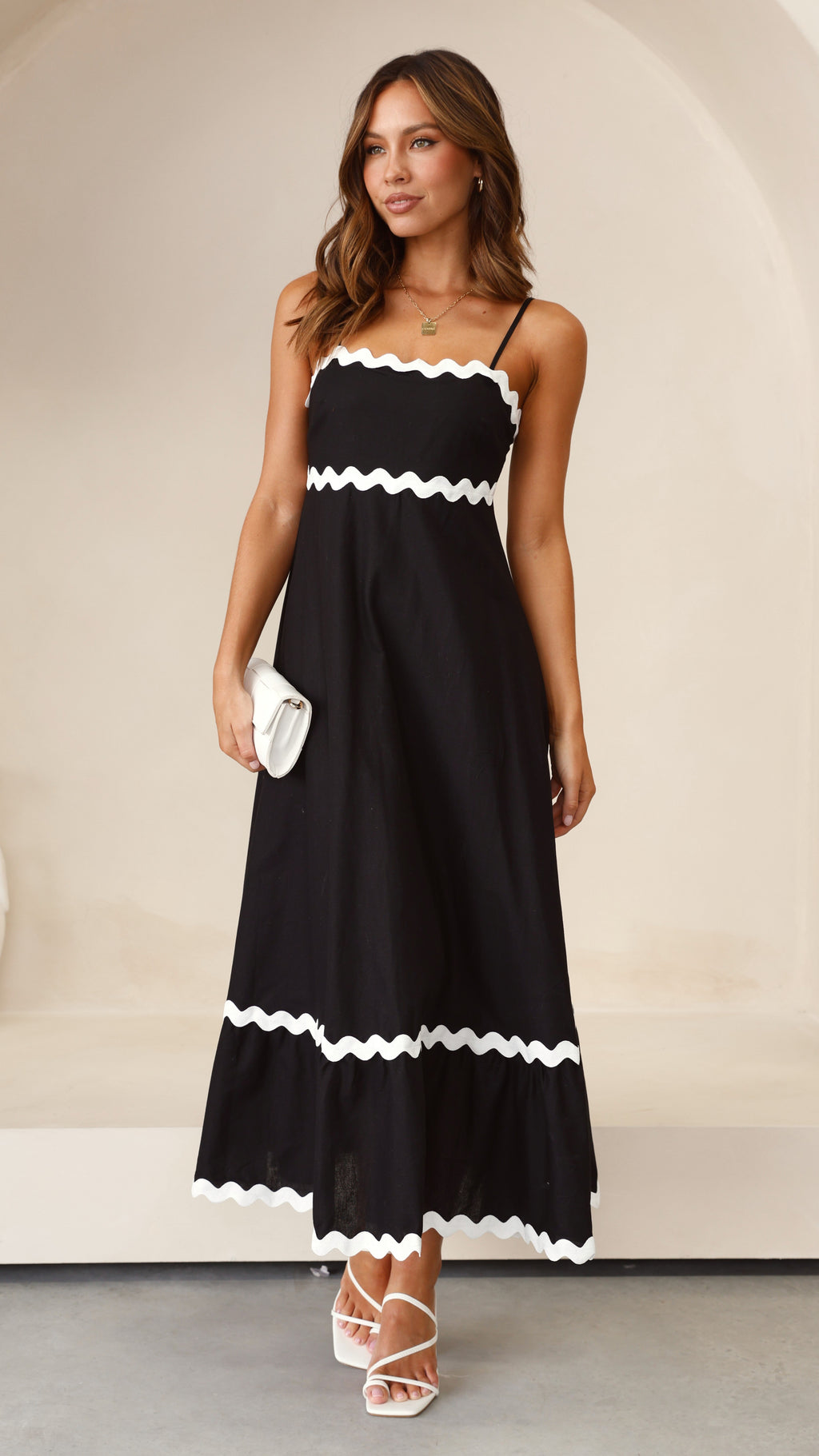 Robe Midi Brodey - Noir / Blanc