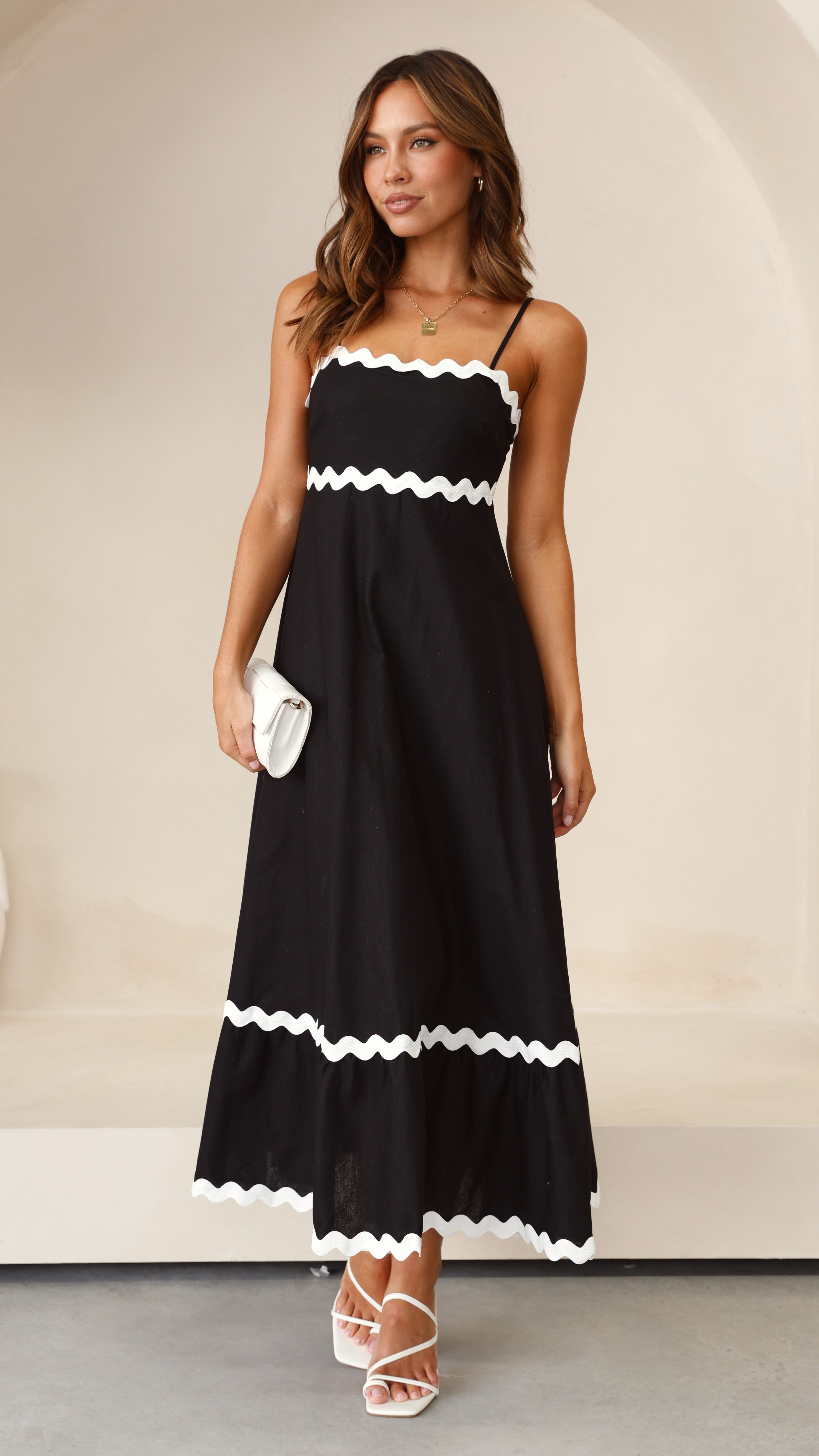 Robe Midi Brodey - Noir / Blanc