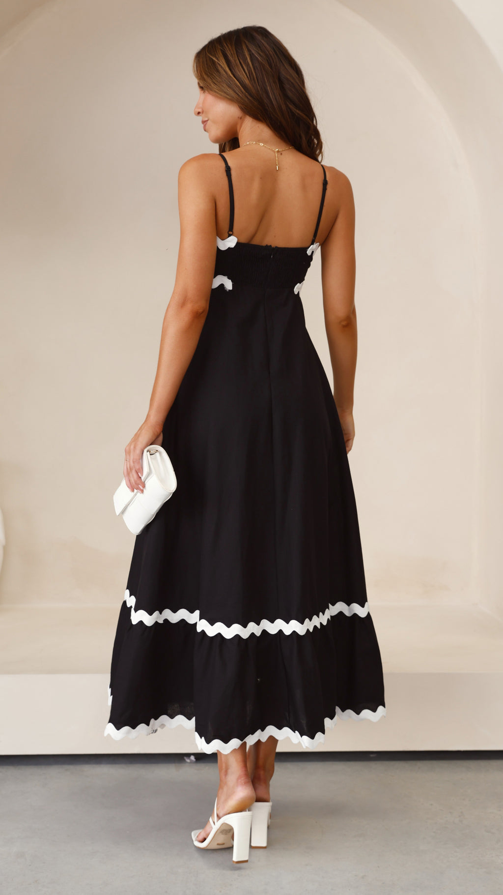 Robe Midi Brodey - Noir / Blanc
