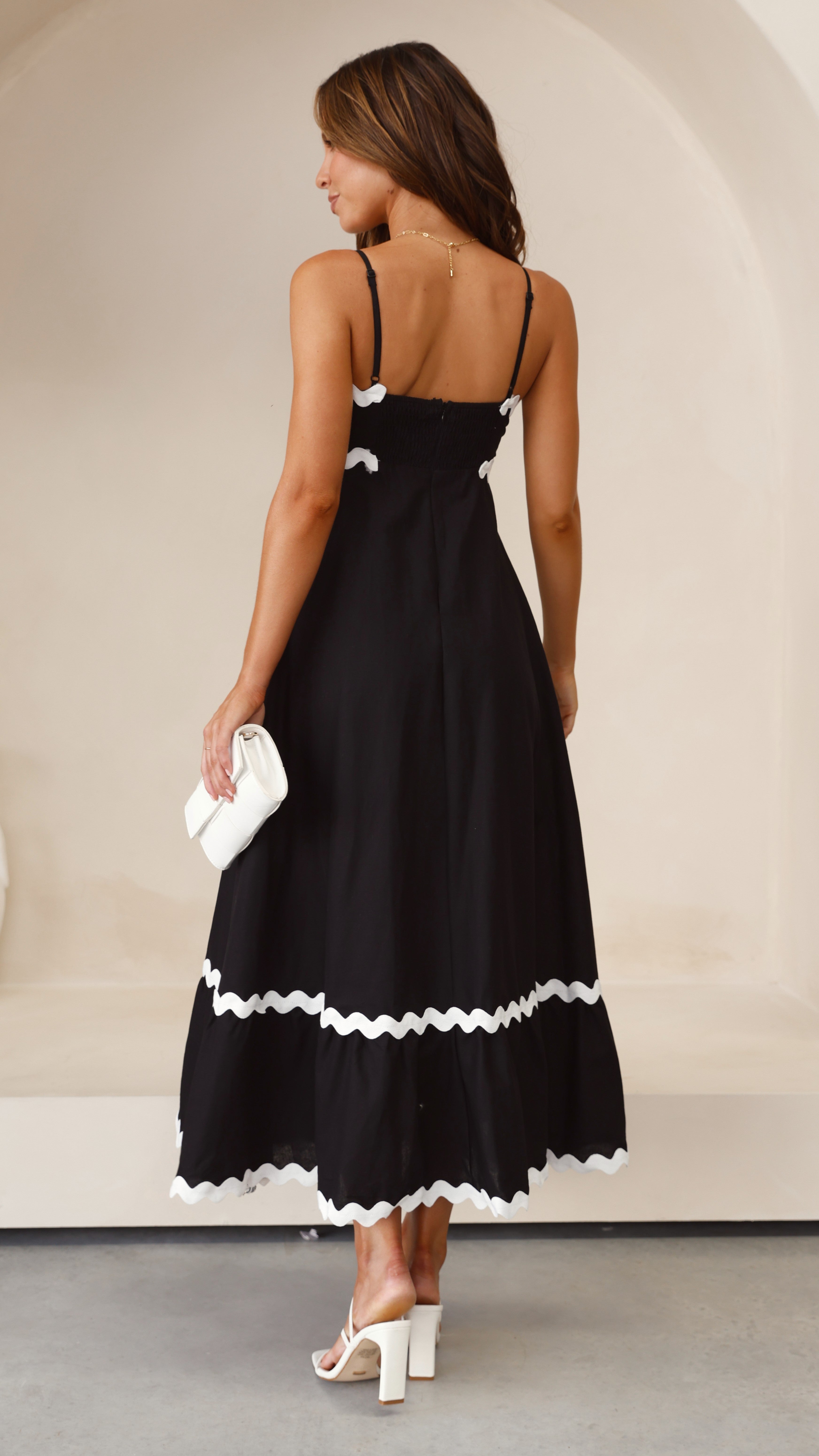 Robe Midi Brodey - Noir / Blanc
