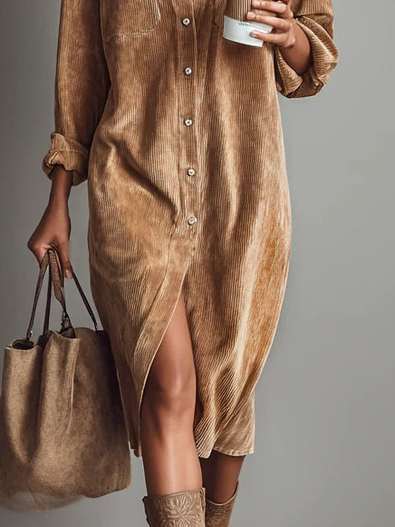 Elise | Robe en Velours Côtelé