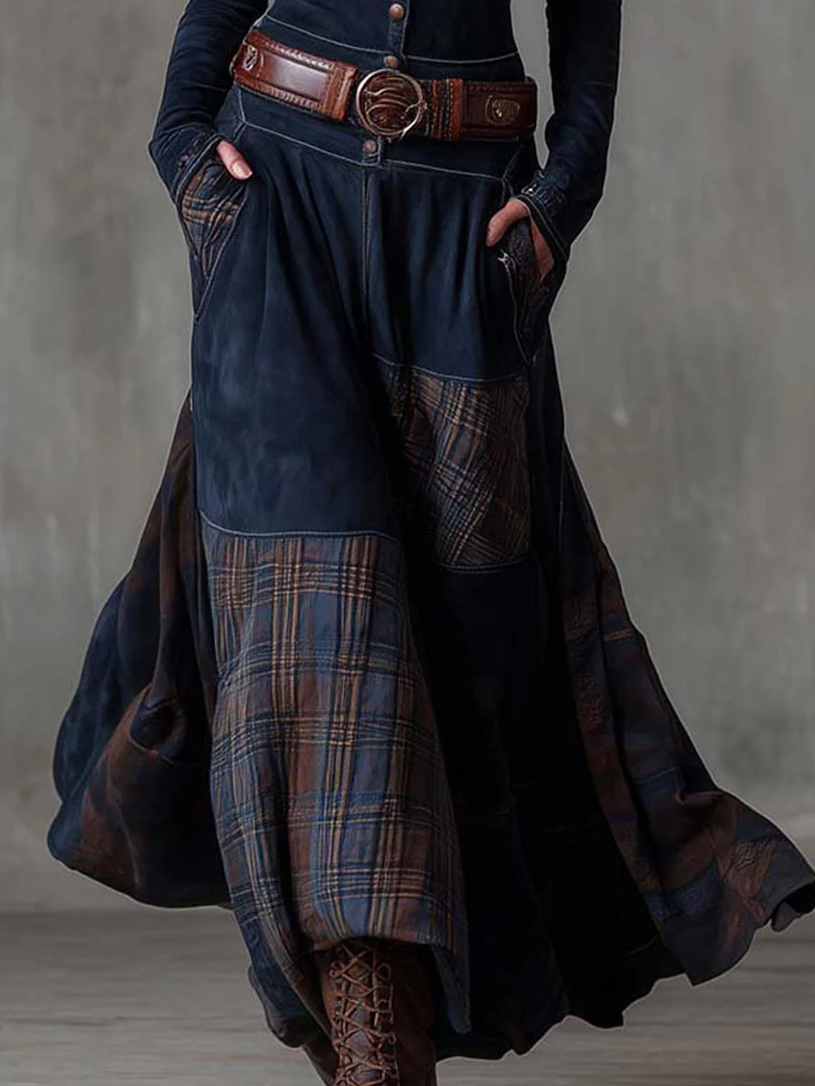 Annalise | Robe Maxi à Carreaux Boutonnée