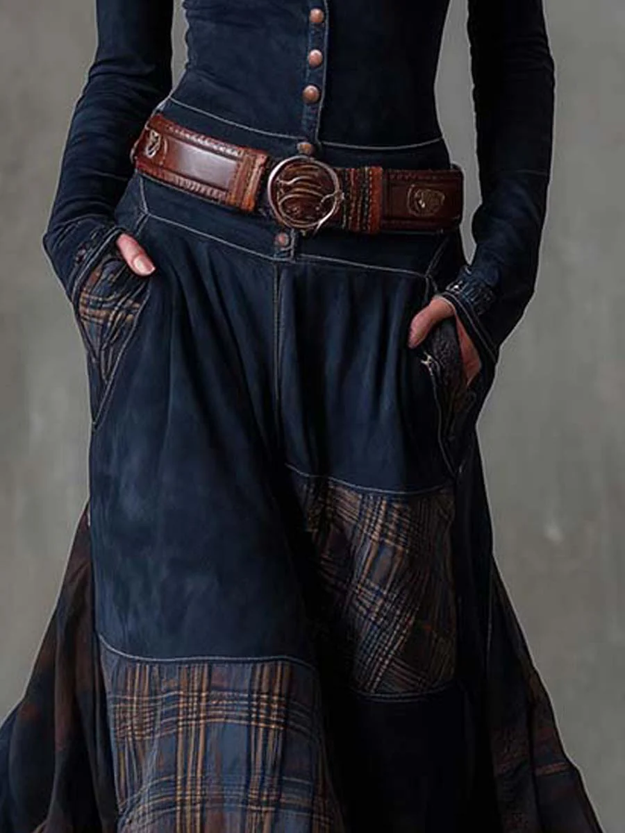 Annalise | Robe Maxi à Carreaux Boutonnée