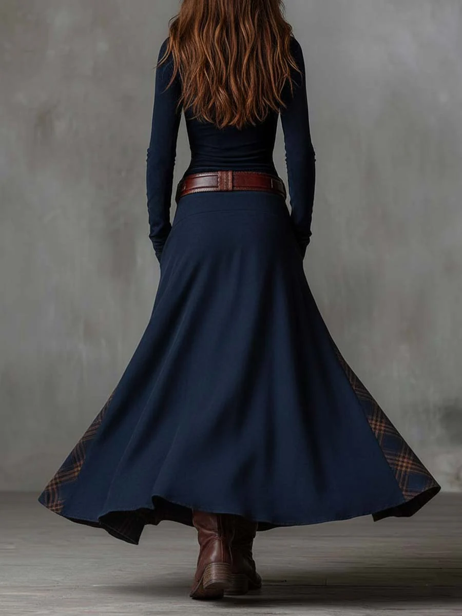 Annalise | Robe Maxi à Carreaux Boutonnée