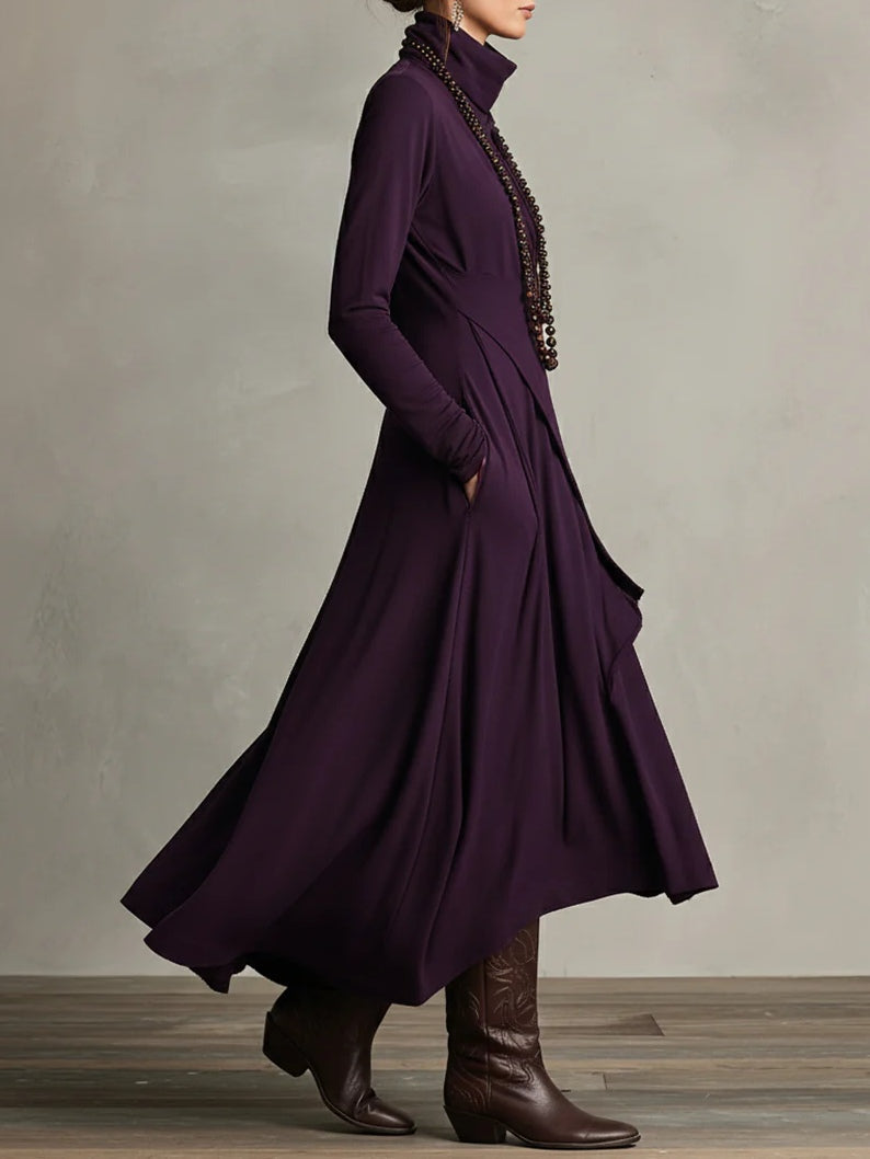 Vivienne | Robe Maxi Asymétrique à Col Montant