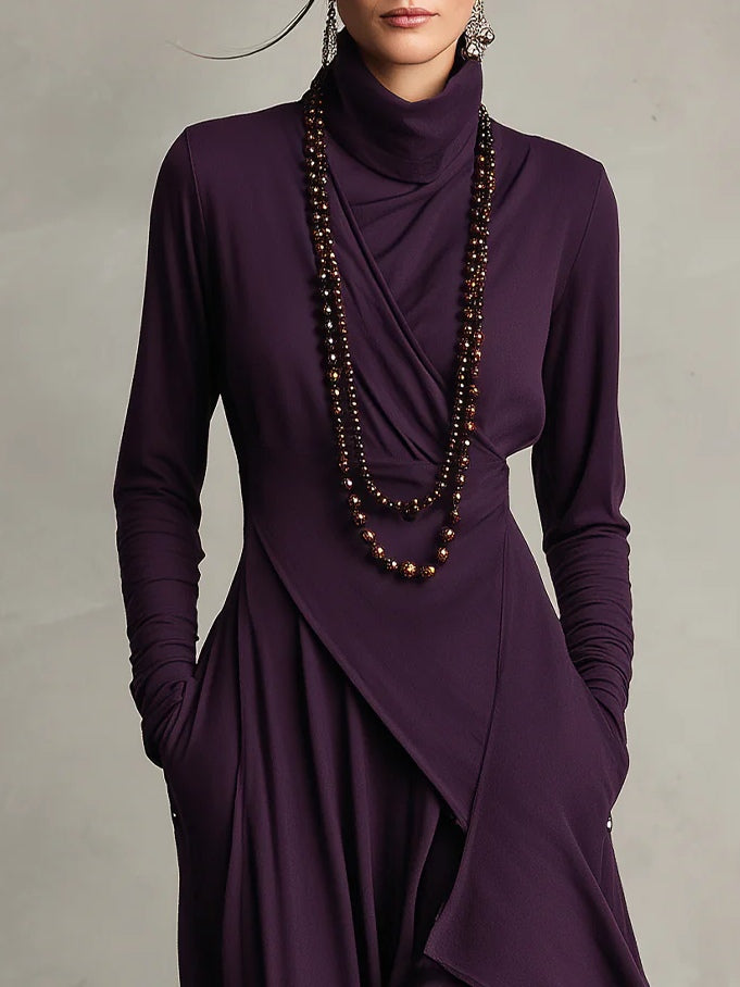 Vivienne | Robe Maxi Asymétrique à Col Montant