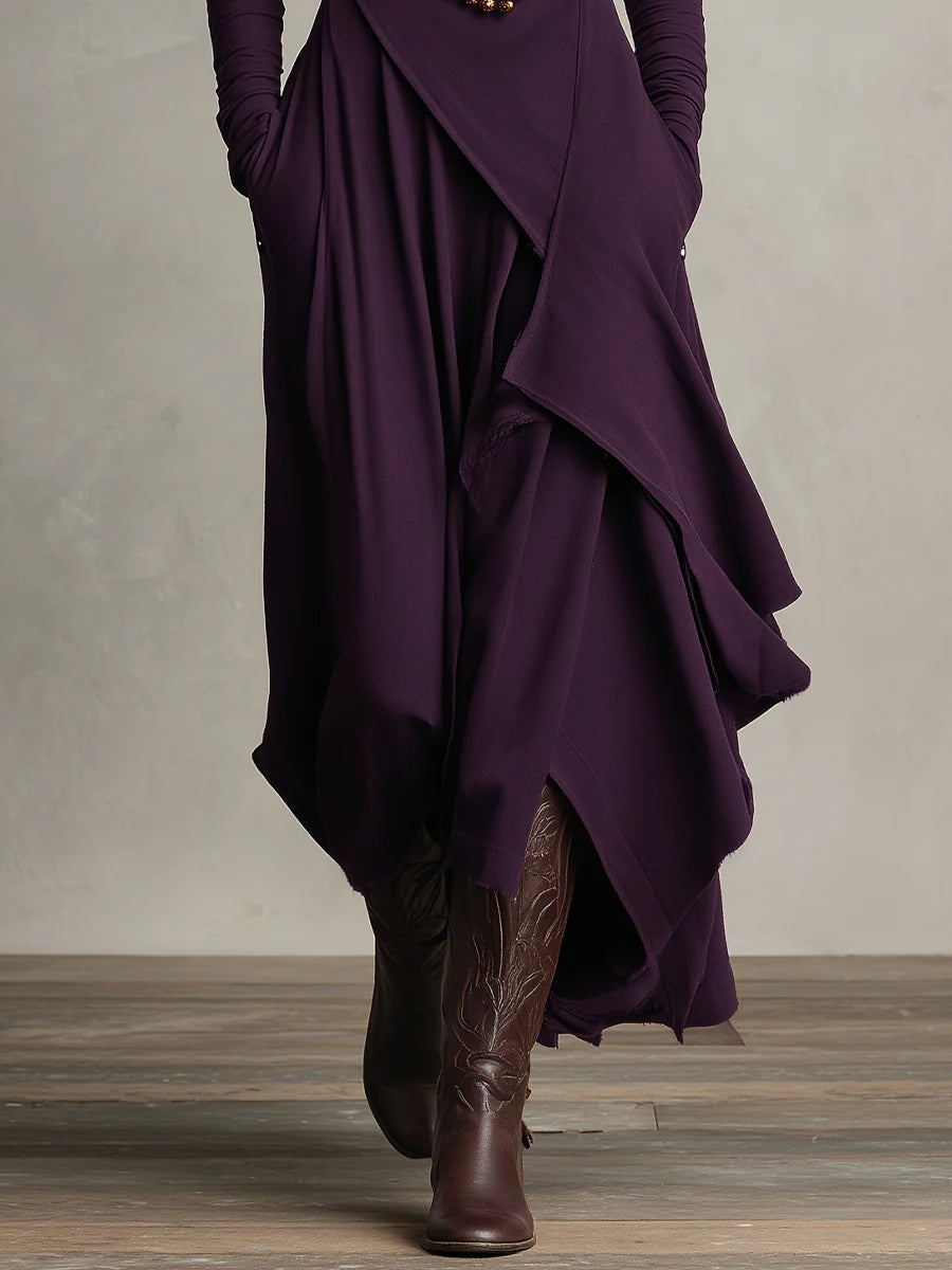 Vivienne | Robe Maxi Asymétrique à Col Montant